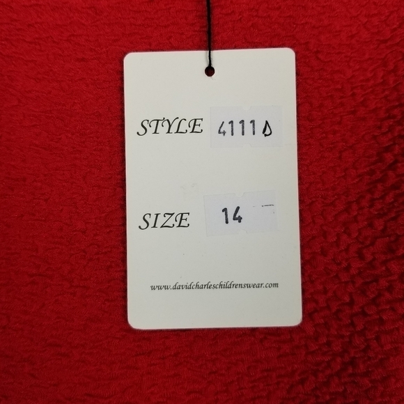 David Charles NWT Girls Sz 14 Yrs Full Skirt Sleeveless Textured Dress Bow Red - Picture 9 of 12